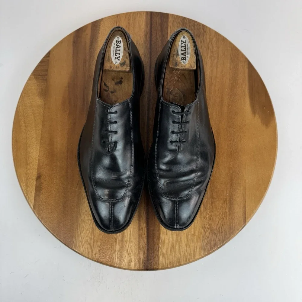Mens Allen Edmonds Berkeley Black Leather Apron Toe Oxfords Dress Shoes Size 9.5